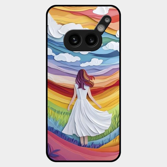 Rainbow Girl Glass Case Cover For Nothing Phone 2A Plus