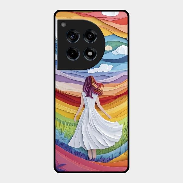 Rainbow Girl Glass Case Cover For Oneplus 12R 5G