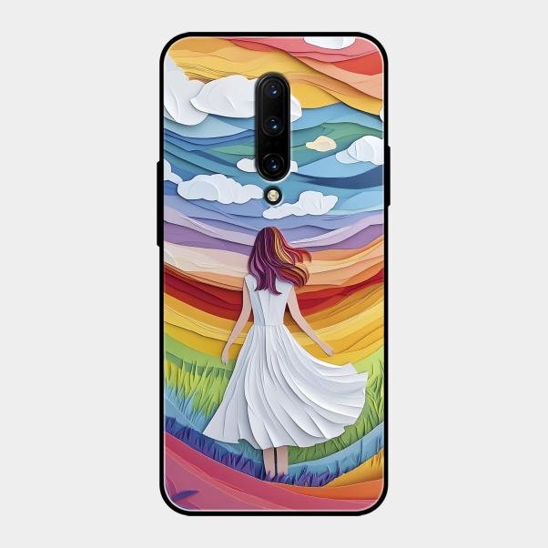Rainbow Girl Glass Case Cover For Oneplus 7 Pro