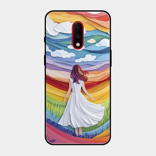 Rainbow Girl Glass Case Cover For Oneplus 7