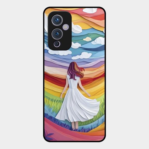 Rainbow Girl Glass Case Cover For Oneplus 9 5G