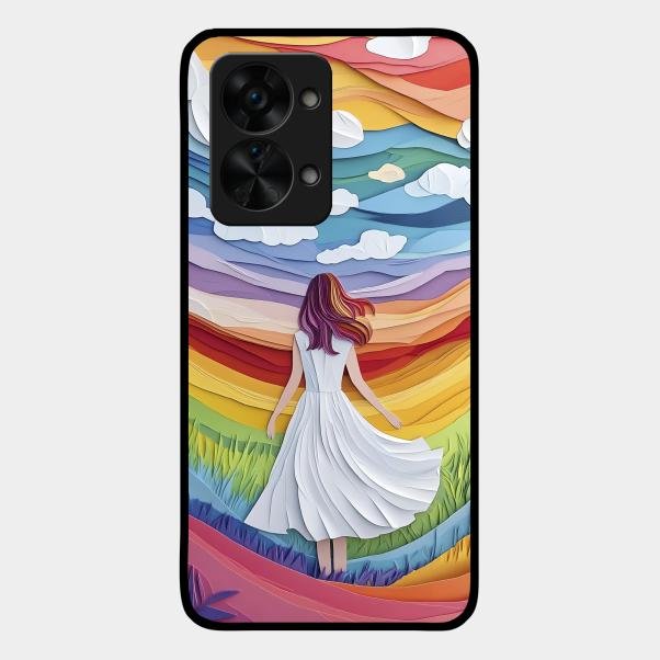 Rainbow Girl Glass Case Cover For Oneplus Nord 2T 5G
