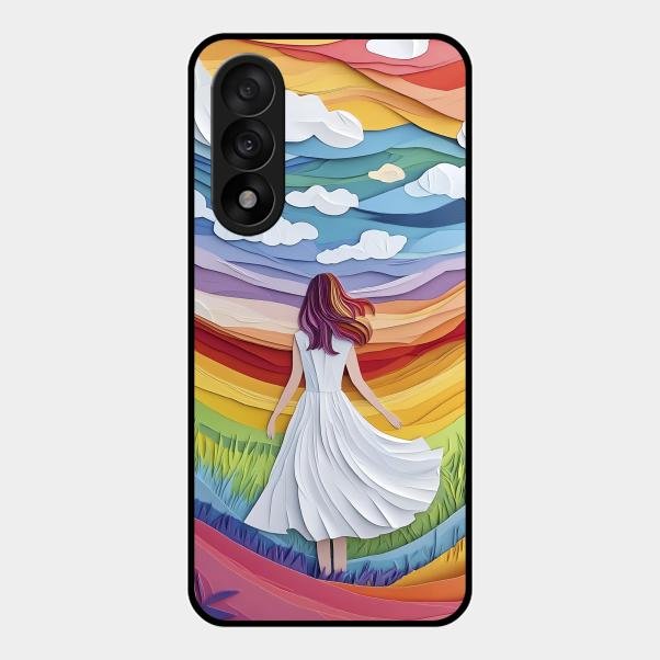 Rainbow Girl Glass Case Cover For Oneplus Nord 5 5G