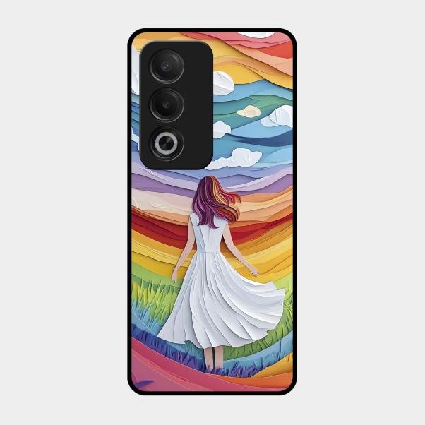 Rainbow Girl Glass Case Cover For Oppo A3 Pro 5G