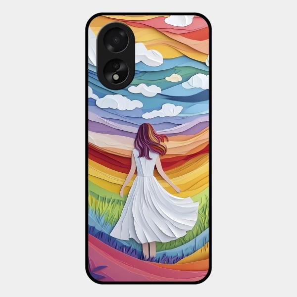 Rainbow Girl Glass Case Cover For Oppo A38