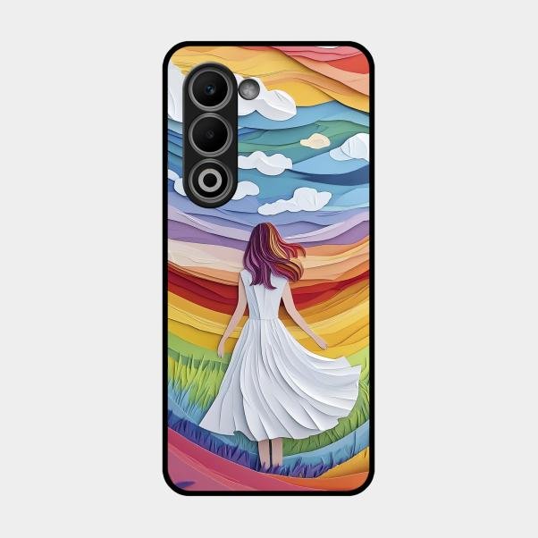 Rainbow Girl Glass Case Cover For Oppo A5 5G