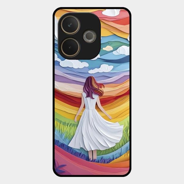 Rainbow Girl Glass Case Cover For Oppo A5 Pro 5G