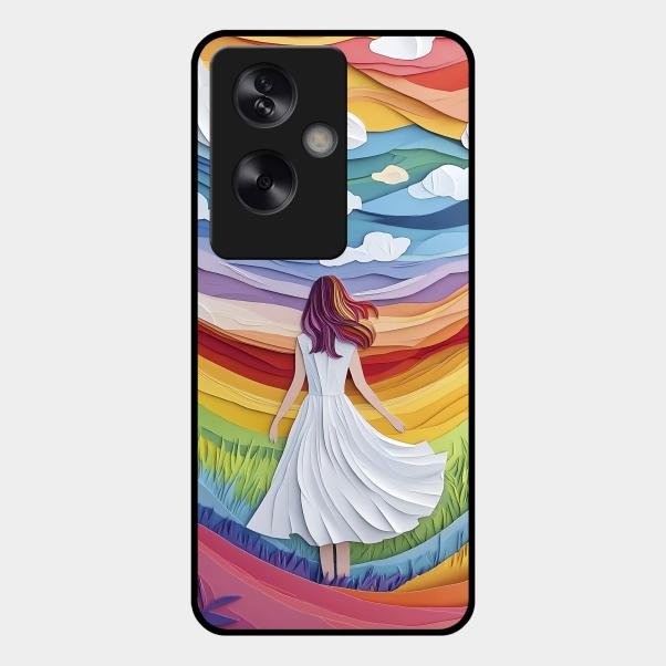 Rainbow Girl Glass Case Cover For Oppo A79 5G
