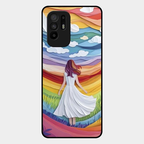 Rainbow Girl Glass Case Cover For Oppo F19 Pro Plus 5G