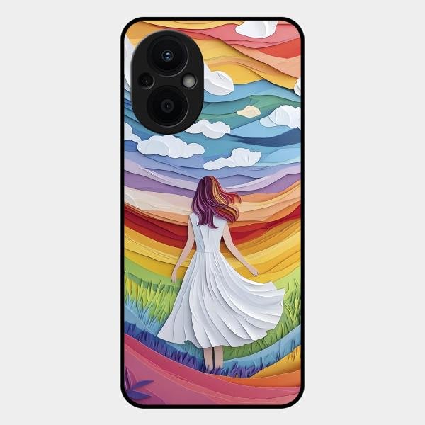 Rainbow Girl Glass Case Cover For Oppo F21S Pro 5G