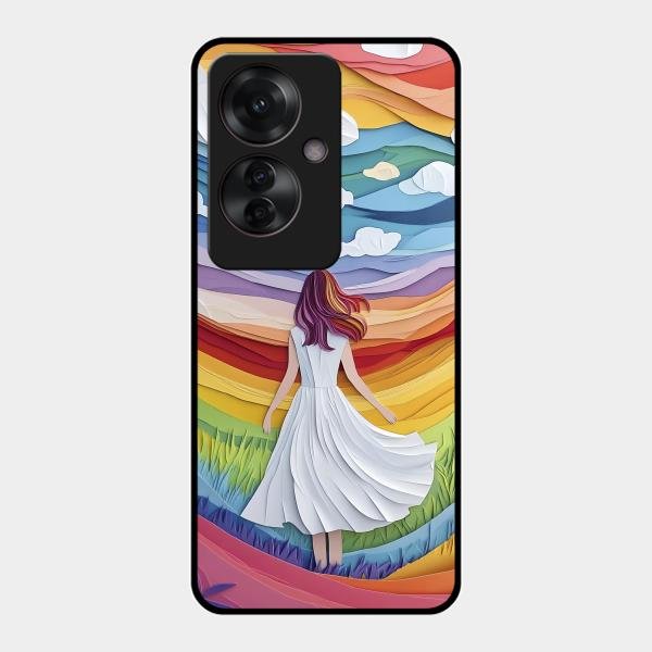 Rainbow Girl Glass Case Cover For Oppo F25 Pro 5G