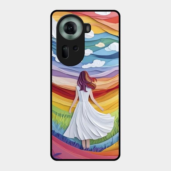 Rainbow Girl Glass Case Cover For Oppo Reno 11 5G