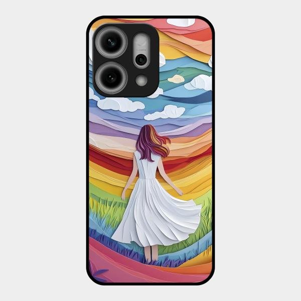 Rainbow Girl Glass Case Cover For Oppo Reno 14 Pro 5G