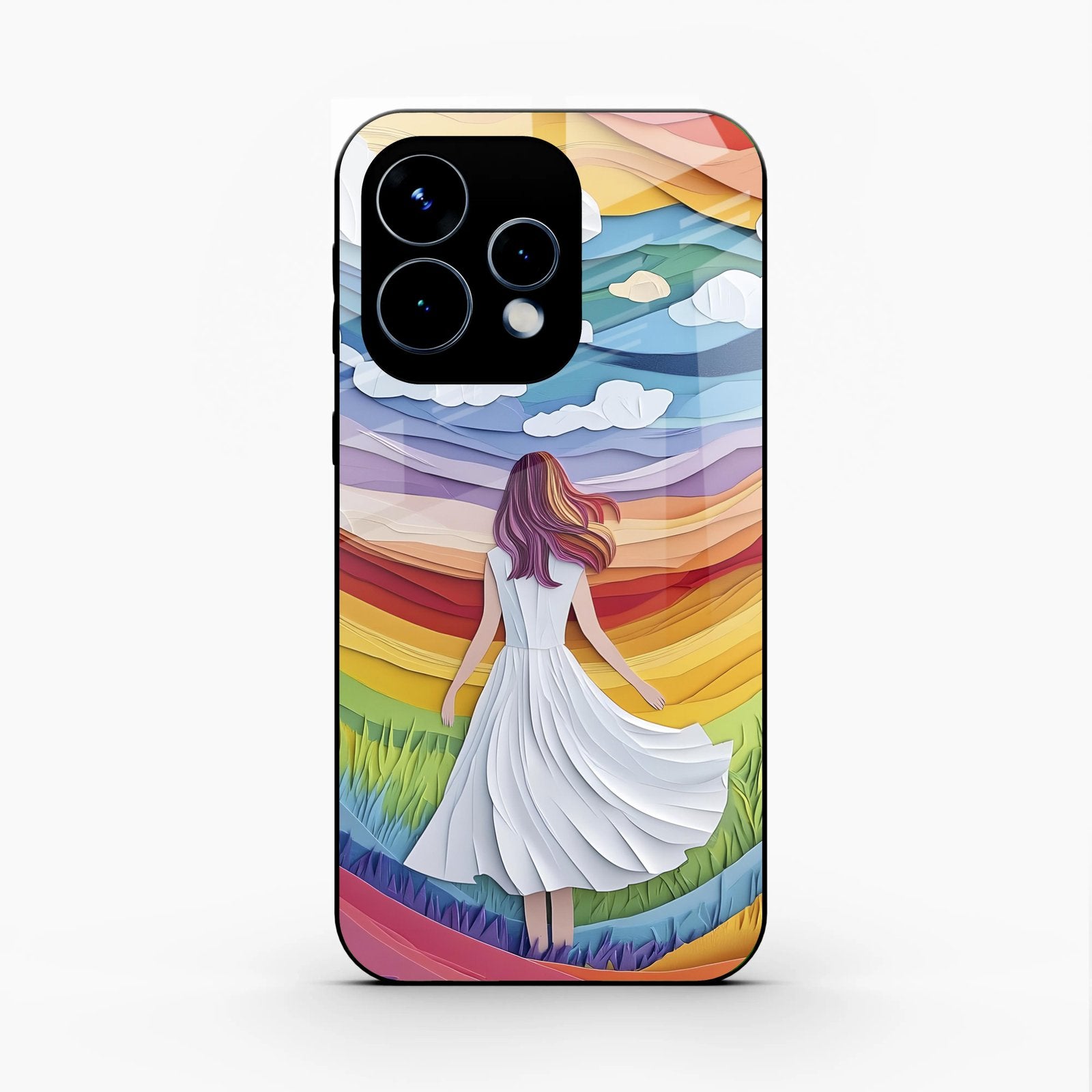 Rainbow Girl Glass Case Cover For Oppo Reno 15 5G