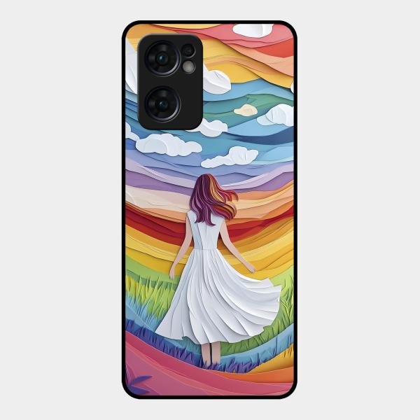 Rainbow Girl Glass Case Cover For Oppo Reno 7 5G