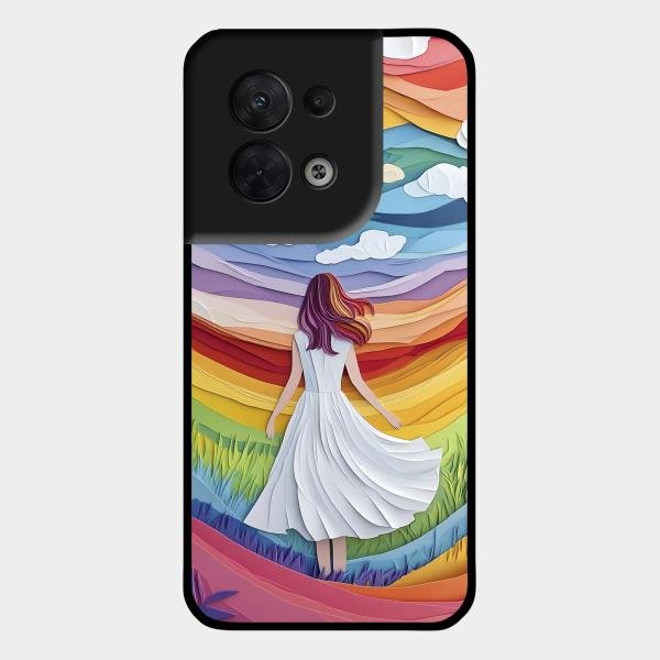 Rainbow Girl Glass Case Cover For Oppo Reno 8 5G