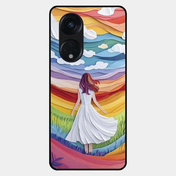 Rainbow Girl Glass Case Cover For Oppo Reno 8T 5G