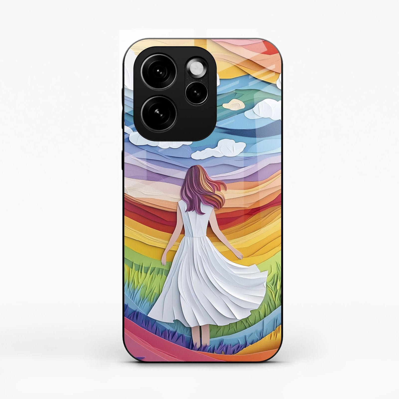 Rainbow Girl Glass Case Cover For Oppo Reno15 Pro 5G