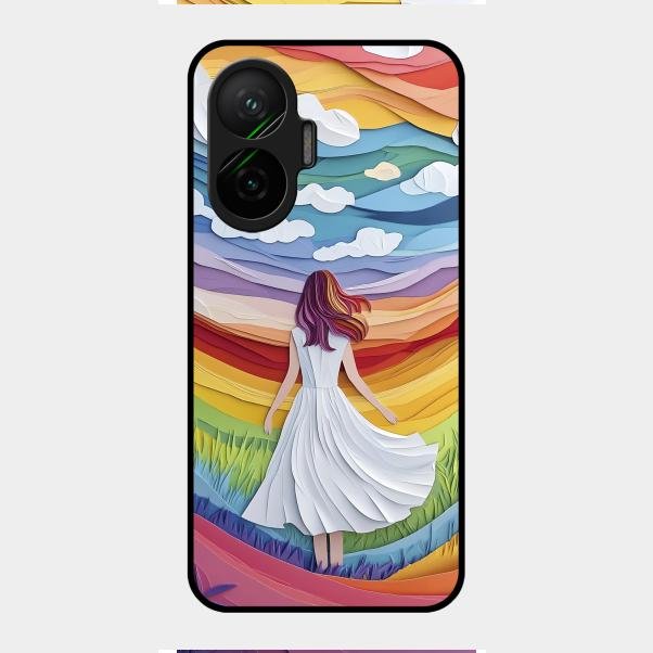 Rainbow Girl Glass Case Cover For Poco F7 5G