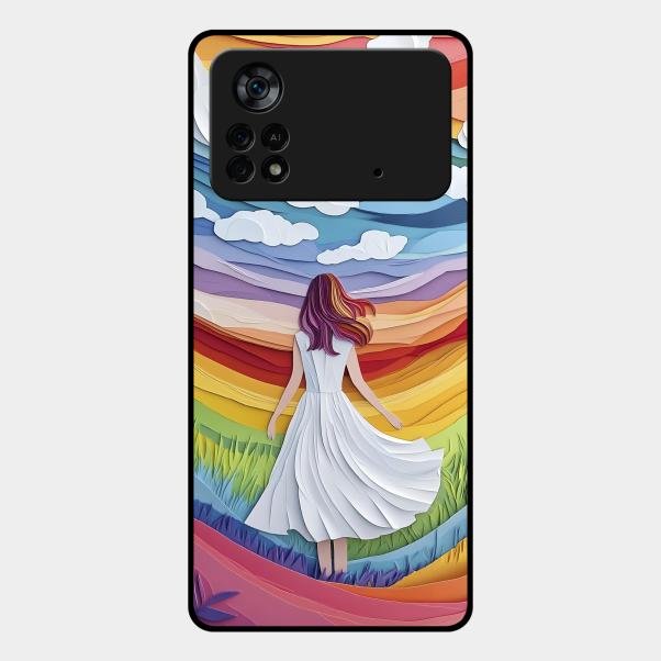 Rainbow Girl Glass Case Cover For Poco X4 Pro 5G