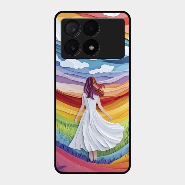 Rainbow Girl Glass Case Cover For Poco X6 Pro 5G