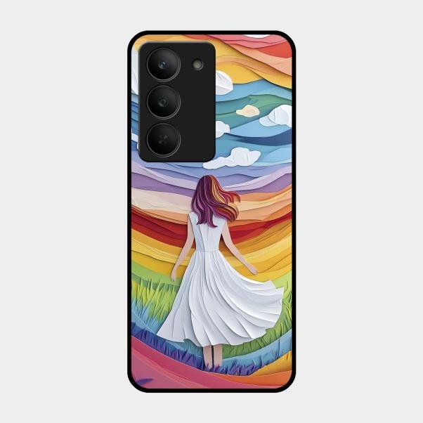 Rainbow Girl Glass Case Cover For Realme 14X 5G