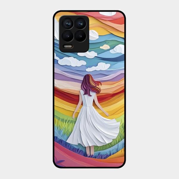 Rainbow Girl Glass Case Cover For Realme 8 Pro