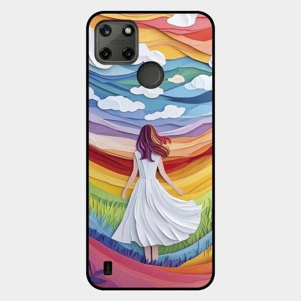Rainbow Girl Glass Case Cover For Realme C25Y