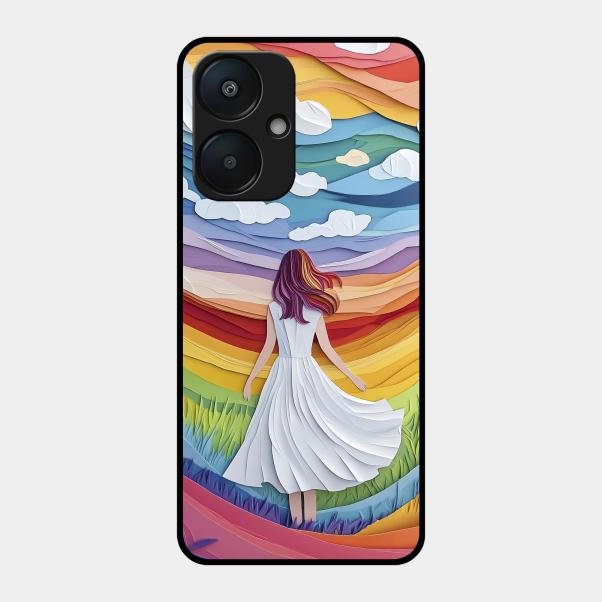 Rainbow Girl Glass Case Cover For Redmi 13C 5G