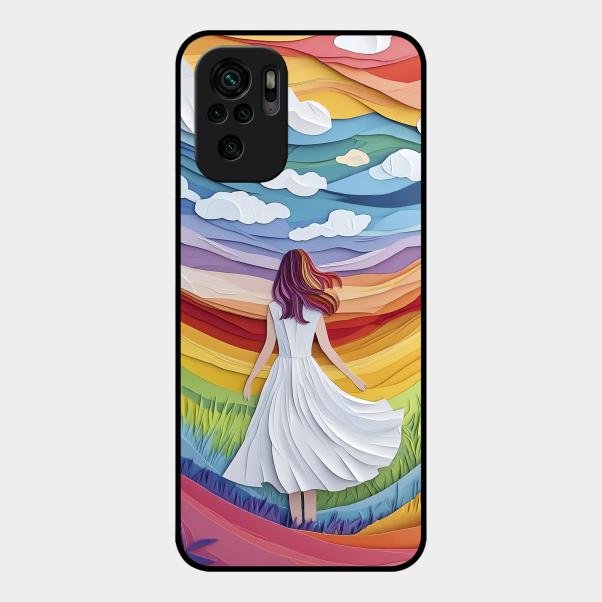 Rainbow Girl Glass Case Cover For Redmi Note 10