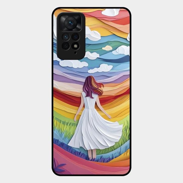 Rainbow Girl Glass Case Cover For Redmi Note 11 Pro Plus 5G