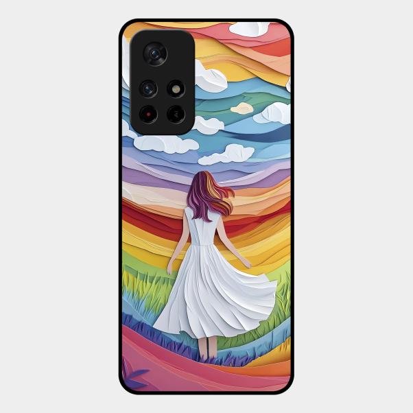 Rainbow Girl Glass Case Cover For Redmi Note 11T 5G