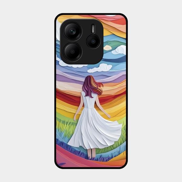Rainbow Girl Glass Case Cover For Redmi Note 14 5G