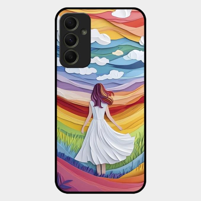 Rainbow Girl Glass Case Cover For Samsung Galaxy A34 5G
