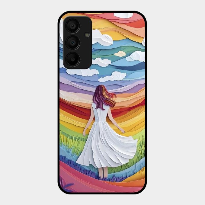 Rainbow Girl Glass Case Cover For Samsung Galaxy F15 5G