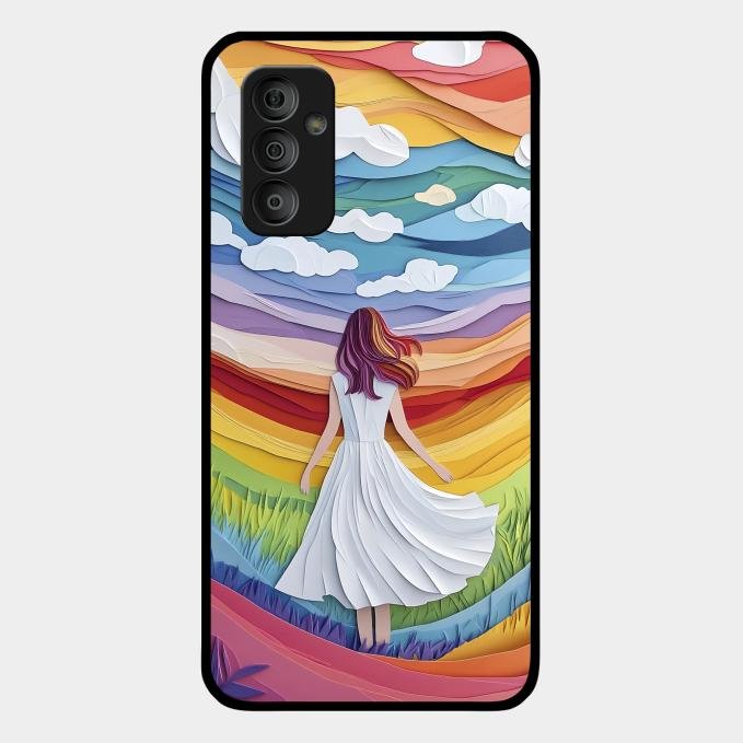 Rainbow Girl Glass Case Cover For Samsung Galaxy F23 5G