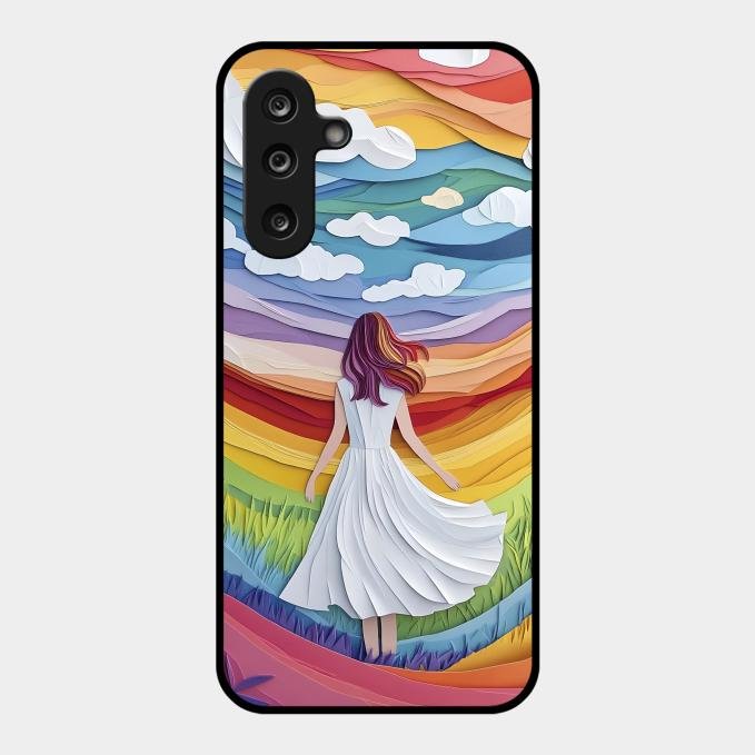 Rainbow Girl Glass Case Cover For Samsung Galaxy F36 5G