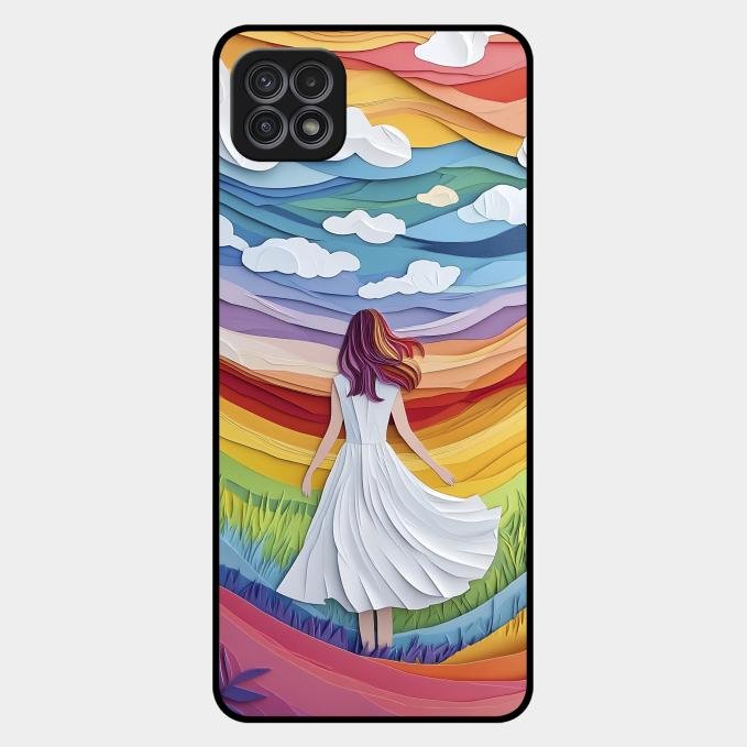 Rainbow Girl Glass Case Cover For Samsung Galaxy F42 5G