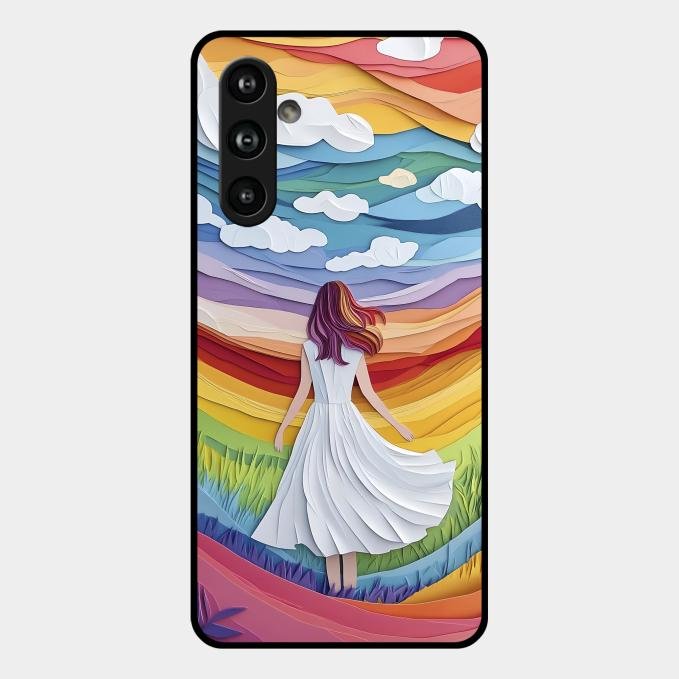 Rainbow Girl Glass Case Cover For Samsung Galaxy F54 5G