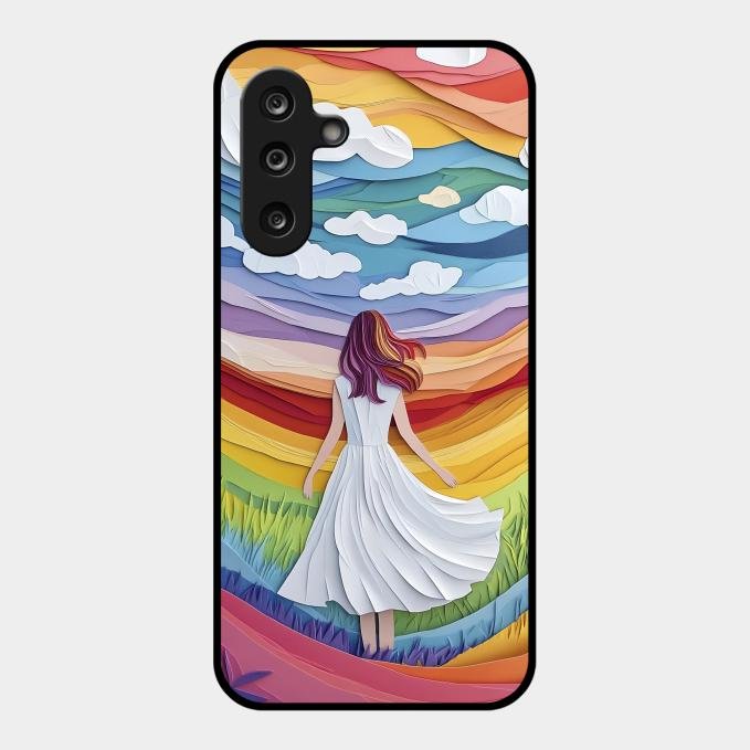 Rainbow Girl Glass Case Cover For Samsung Galaxy M16 5G