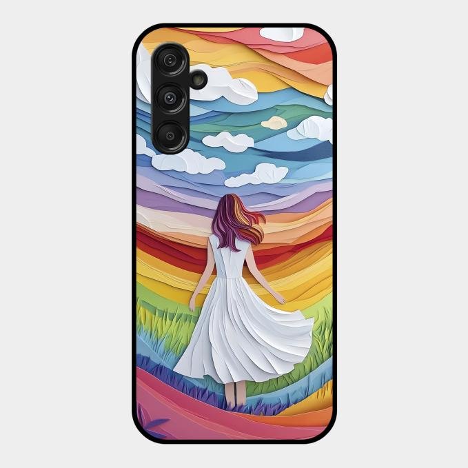 Rainbow Girl Glass Case Cover For Samsung Galaxy M34 5G
