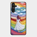Rainbow Girl Glass Case Cover For Samsung Galaxy M55 5G