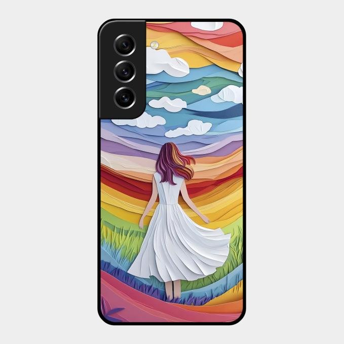 Rainbow Girl Glass Case Cover For Samsung Galaxy S21 Fe 5G