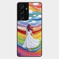 Rainbow Girl Glass Case Cover For Samsung Galaxy S21 Ultra