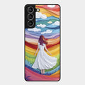 Rainbow Girl Glass Case Cover For Samsung Galaxy S21