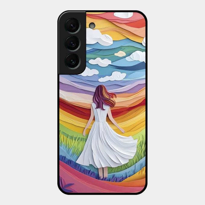 Rainbow Girl Glass Case Cover For Samsung Galaxy S22 Plus 5G
