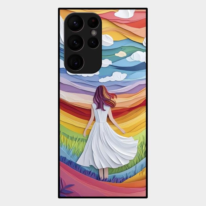 Rainbow Girl Glass Case Cover For Samsung Galaxy S22 Ultra 5G