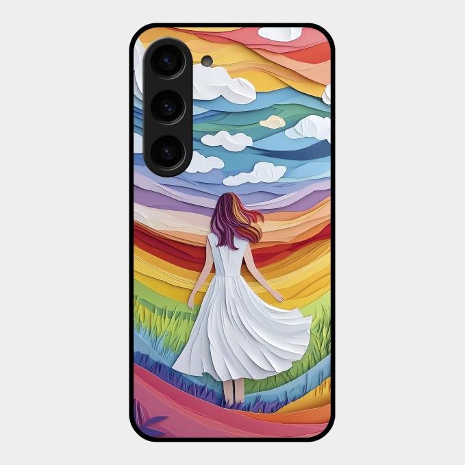 Rainbow Girl Glass Case Cover For Samsung Galaxy S23 5G