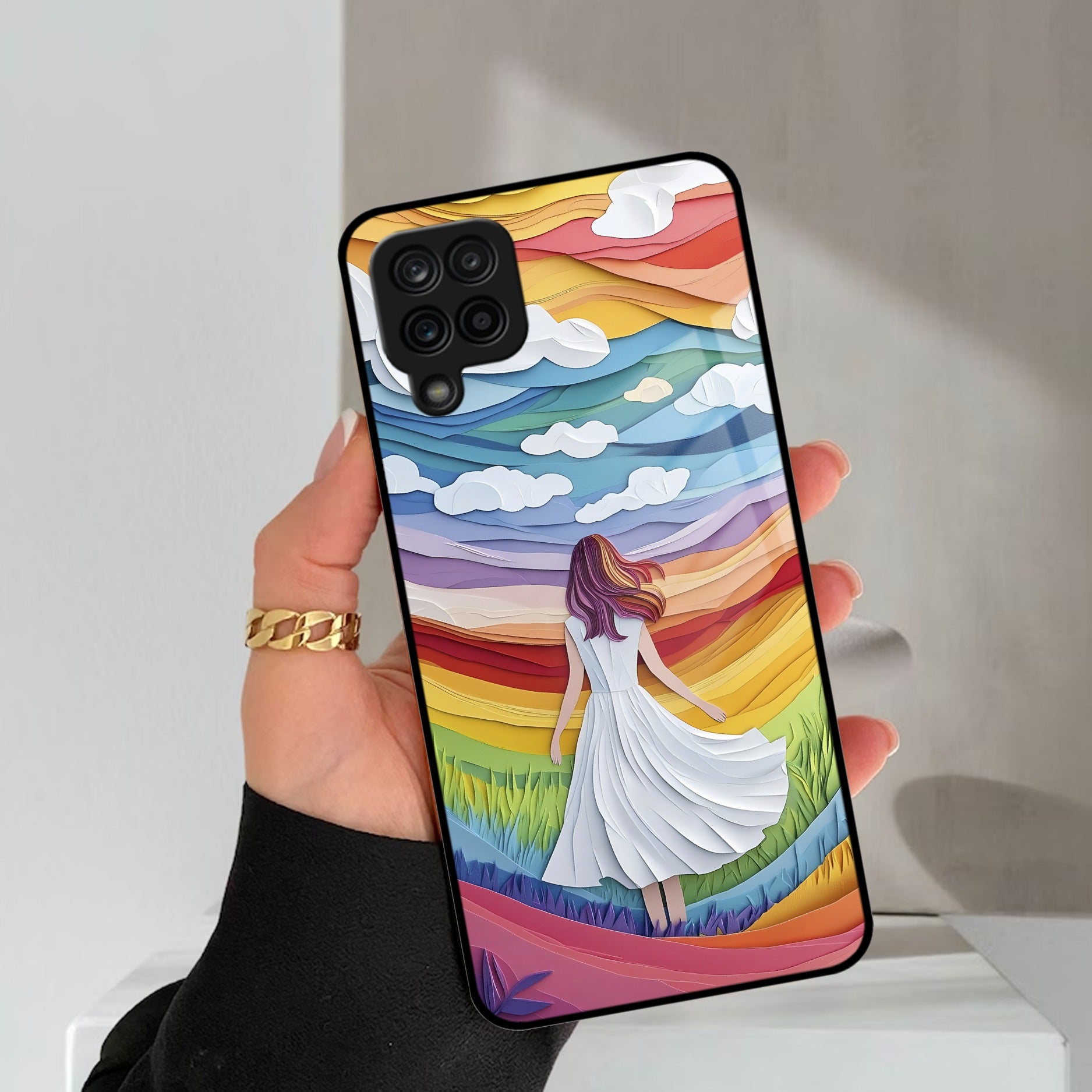 Rainbow Girl Glass Case Cover For Samsung Galaxy M42 5G