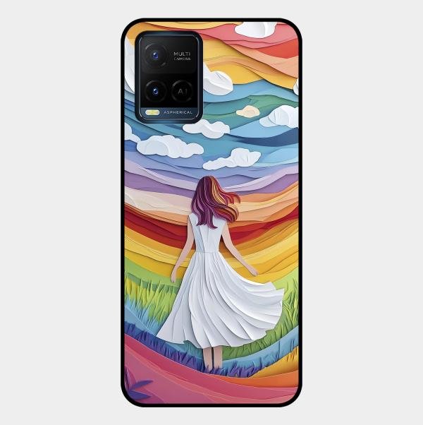 Rainbow Girl Glass Case Cover For Vivo T1X